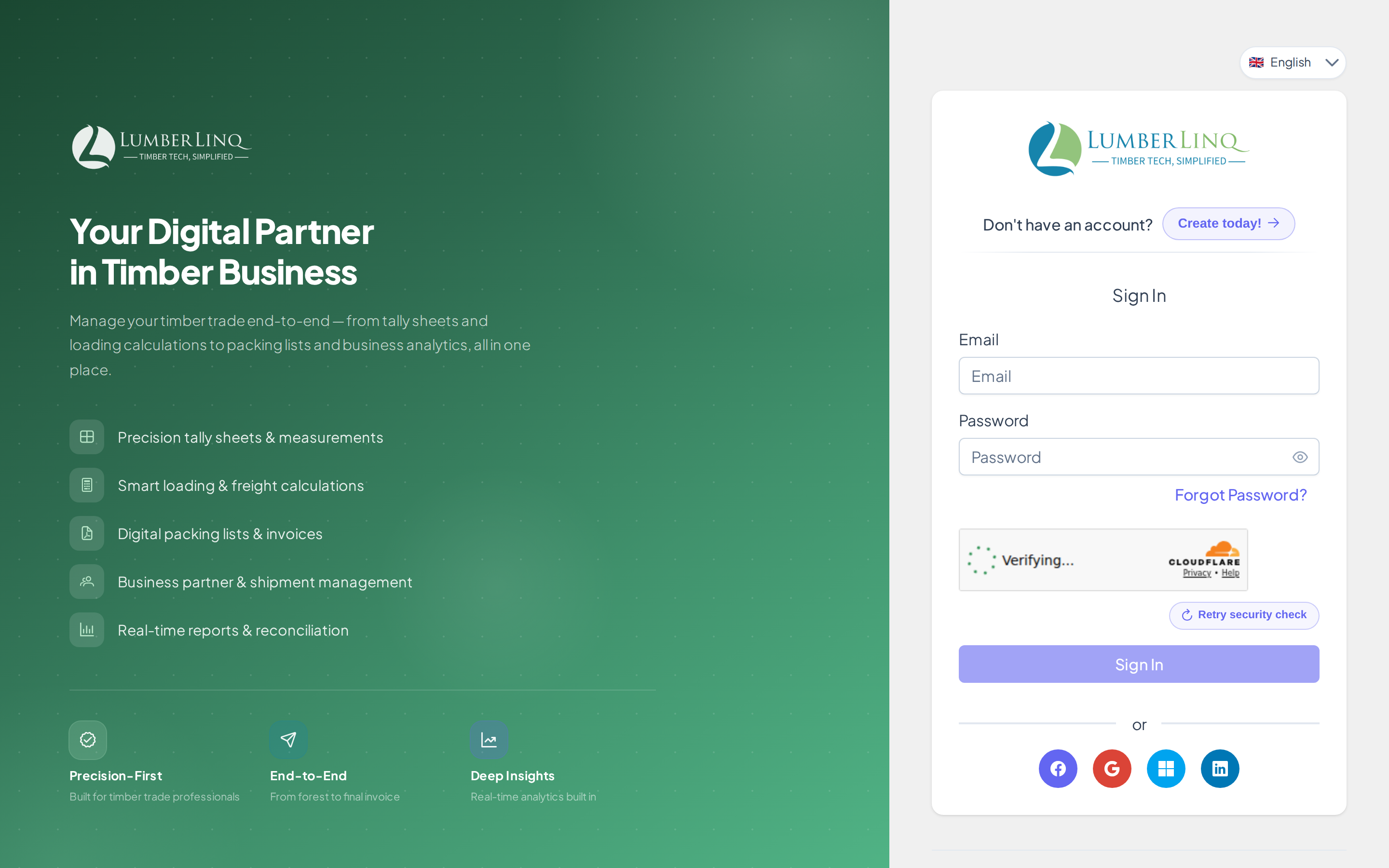 Login page