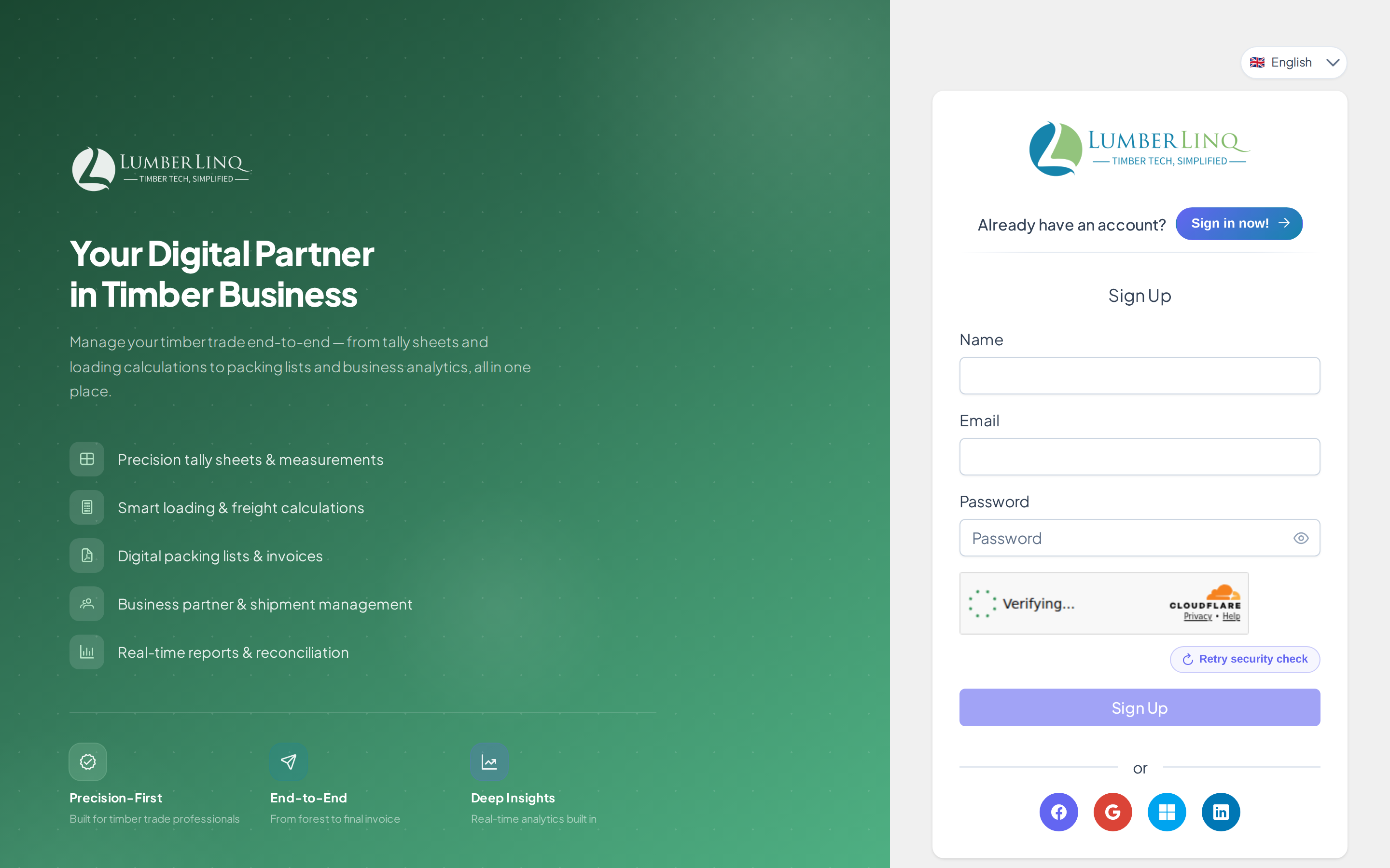 New user sign up form