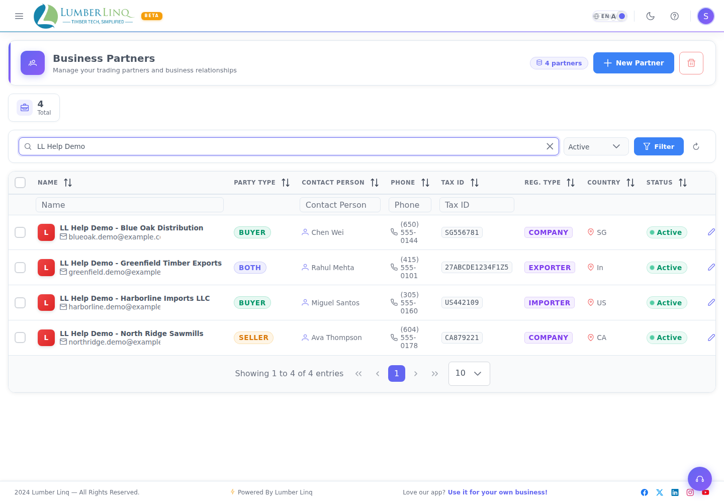 Search demo partners