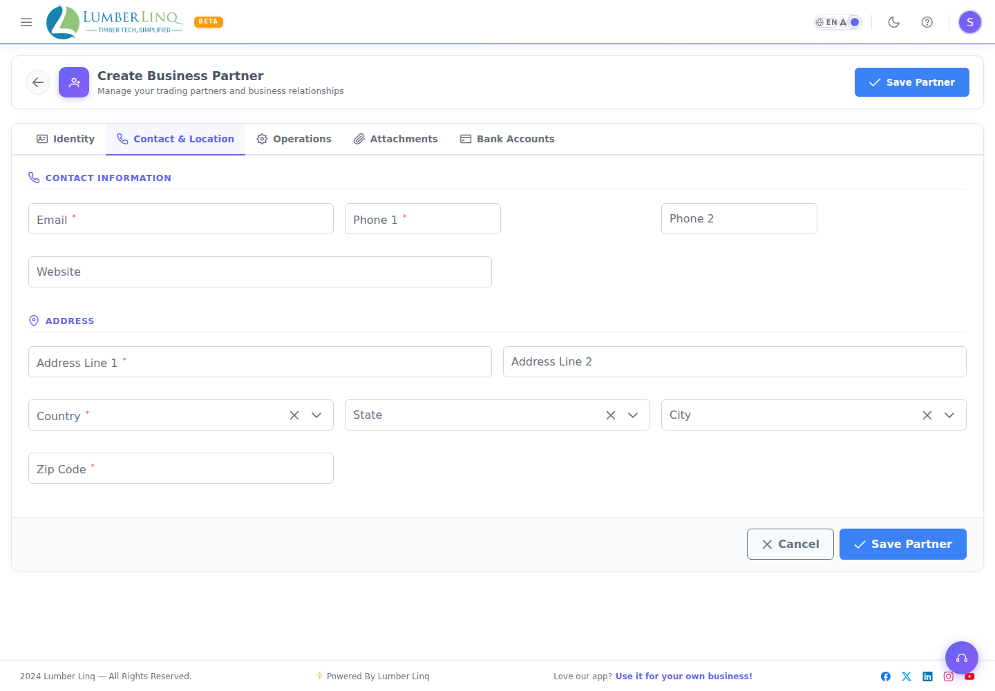 Create Contact and Location tab