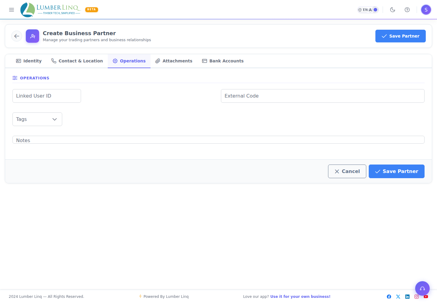 Create Operations tab