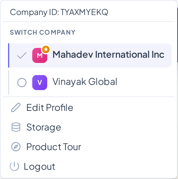 Switch company menu
