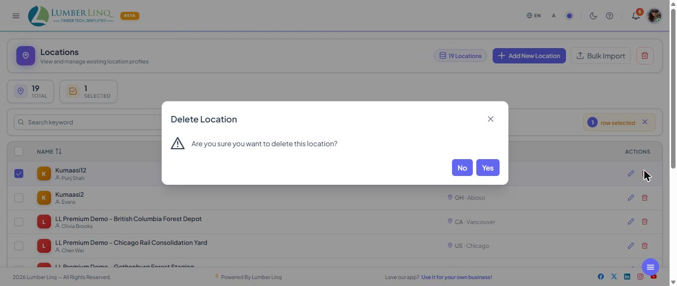 Delete location