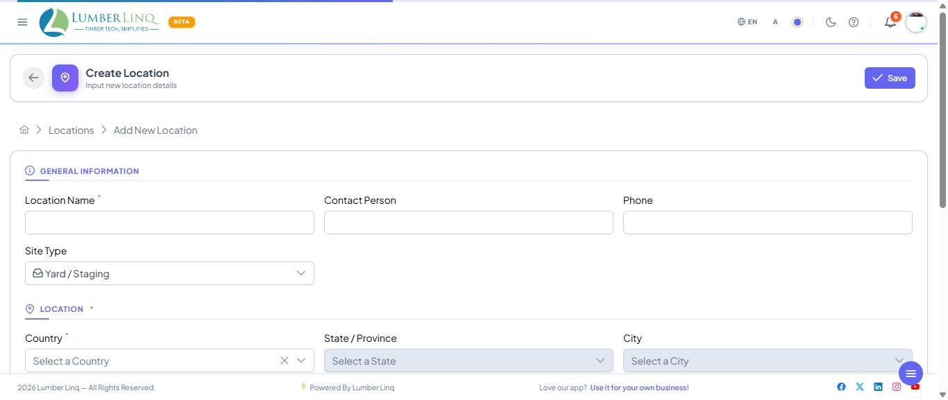 Create location form