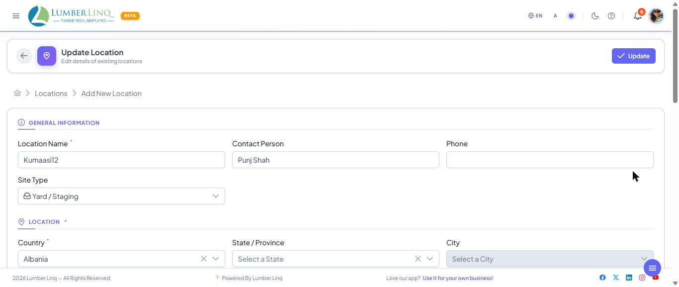 Edit location form