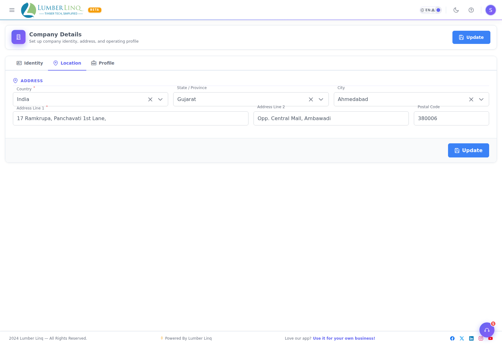 Profile tab