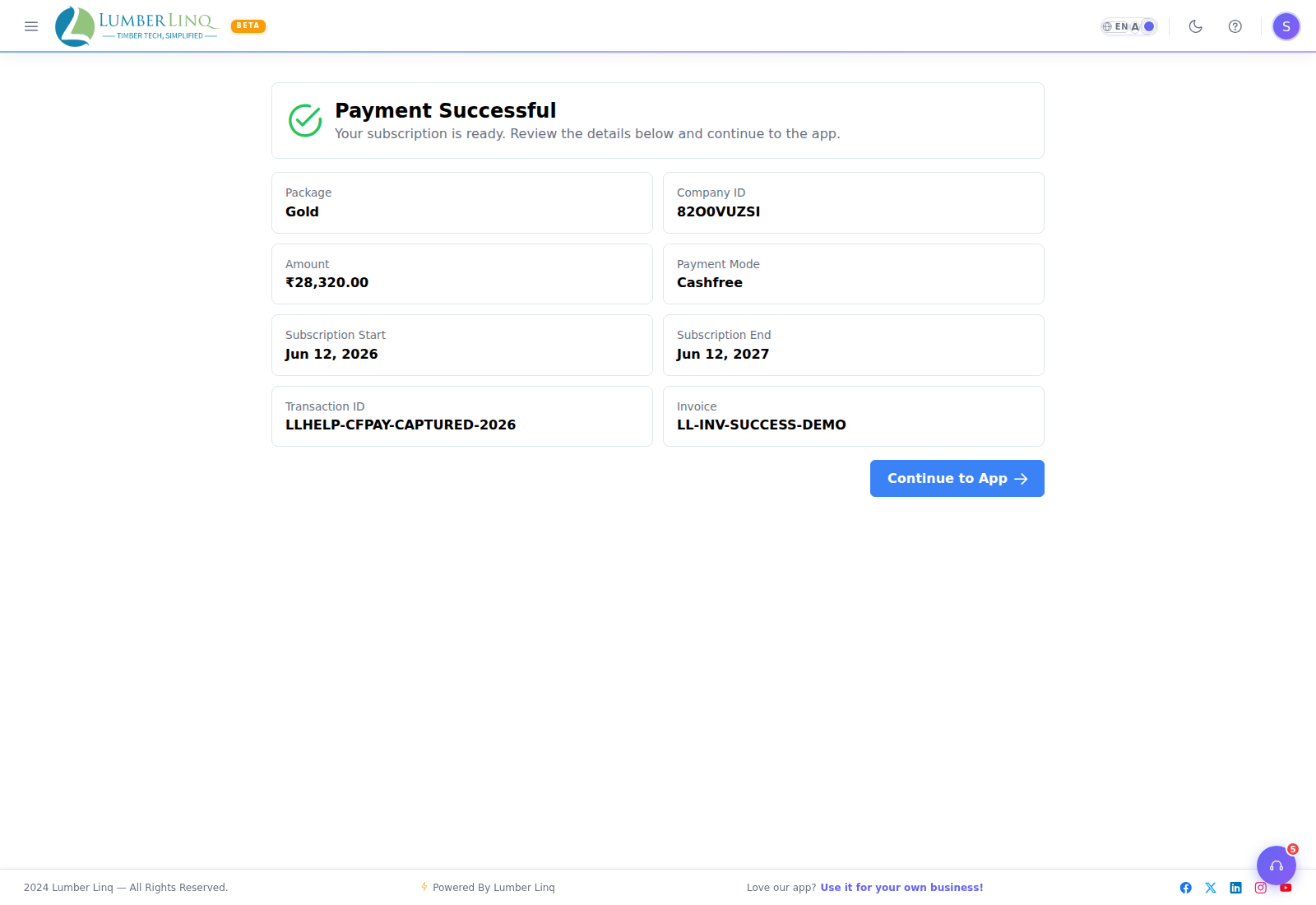 Payment success — details