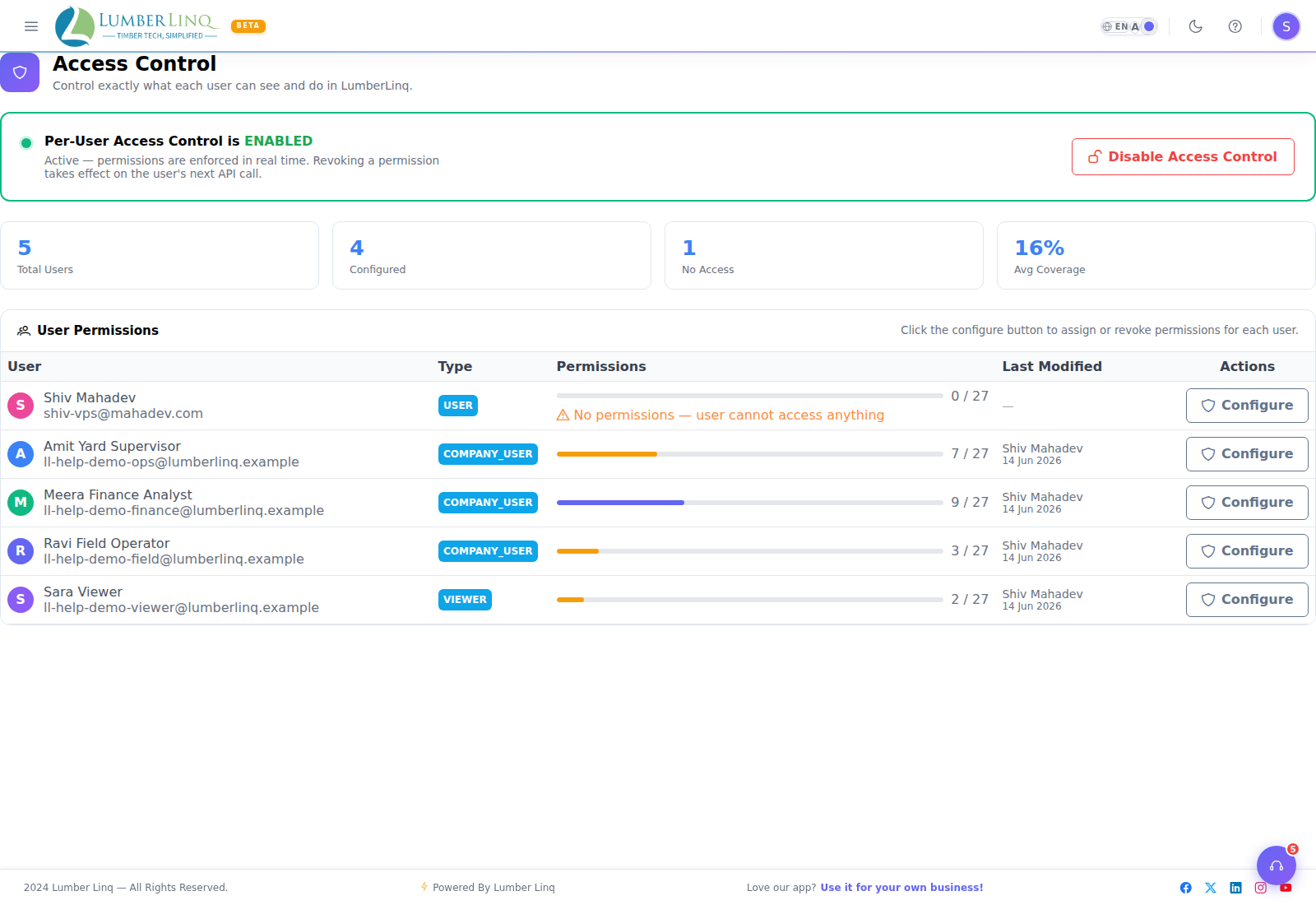 RBAC settings overview