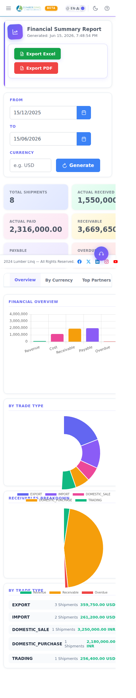 Financial Report — mobile view