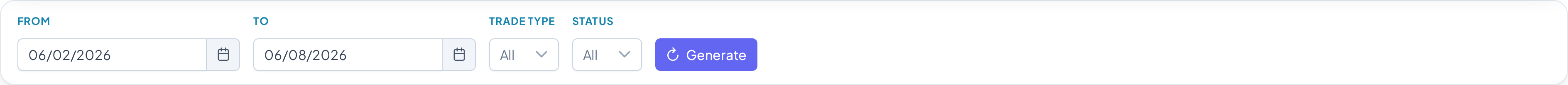 Report filter bar