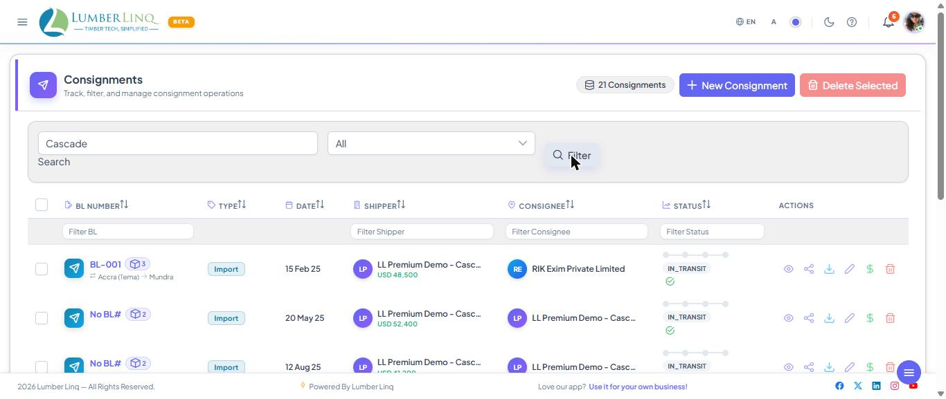Search and filter