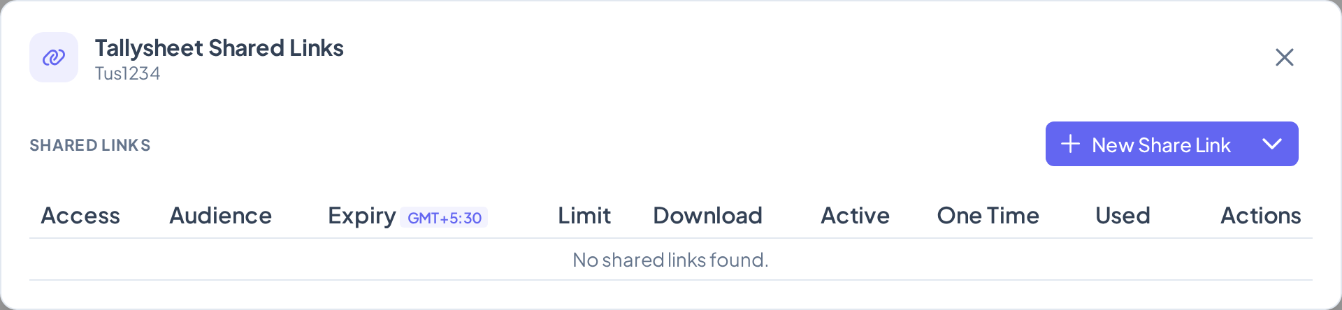 Shared Links list