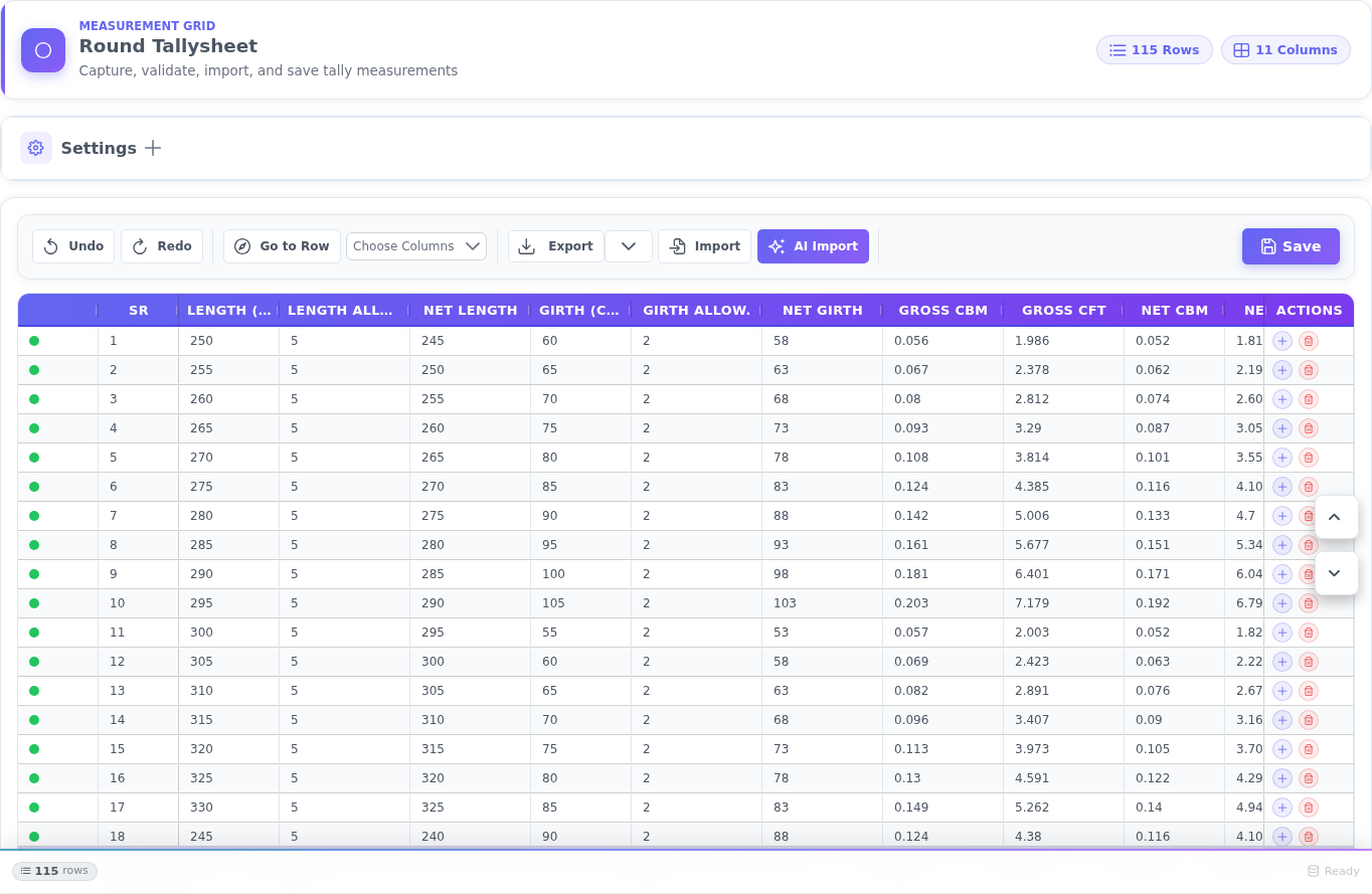 Round settings — validation rules