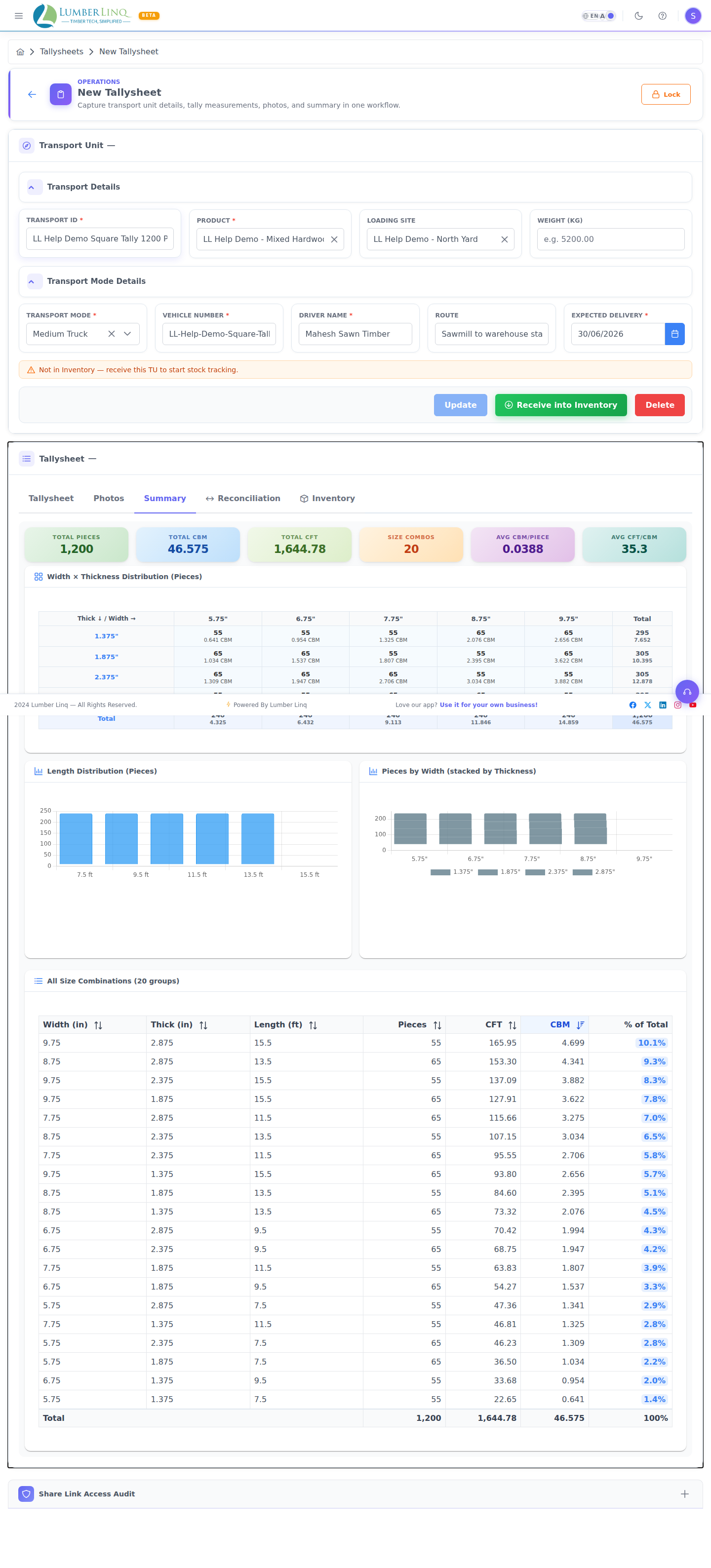 Square summary tab