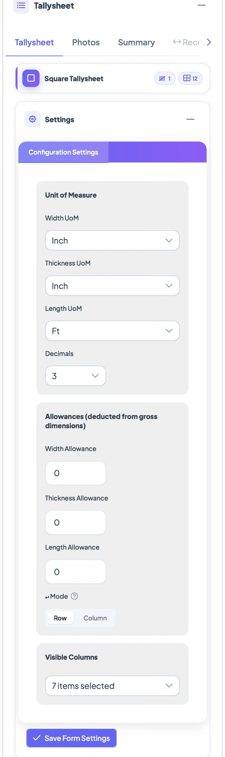 Square settings panel expanded