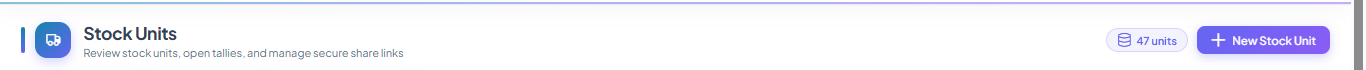 Stock Units list header